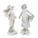 PAIR OF SCULPTURES IN WHITE PORCELAIN GINORI END OF THE 19TH CENTURY