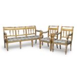 GILTWOOD LIVING ROOM SET PROBABLY 19TH CENTURY NAPLES