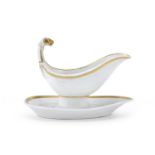 PORCELAIN SAUCE BOAT WITH SAUCER 19TH CENTURY