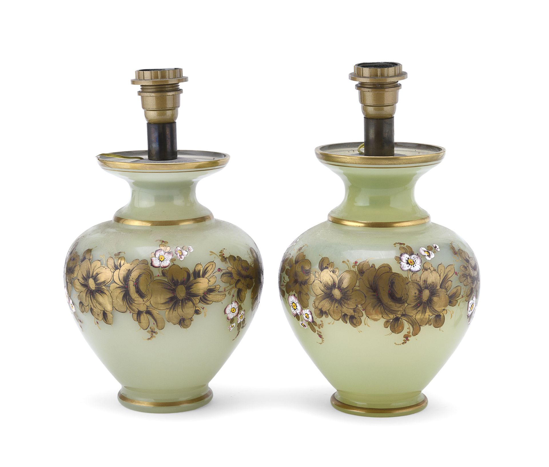 PAIR OF OPALINE GLASS LIGHTS EARLY 20TH CENTURY