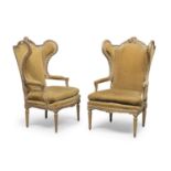 RARE PAIR OF BERGERES ARMCHAIRS NAPLES OR FRANCE EARLY 19TH CENTURY