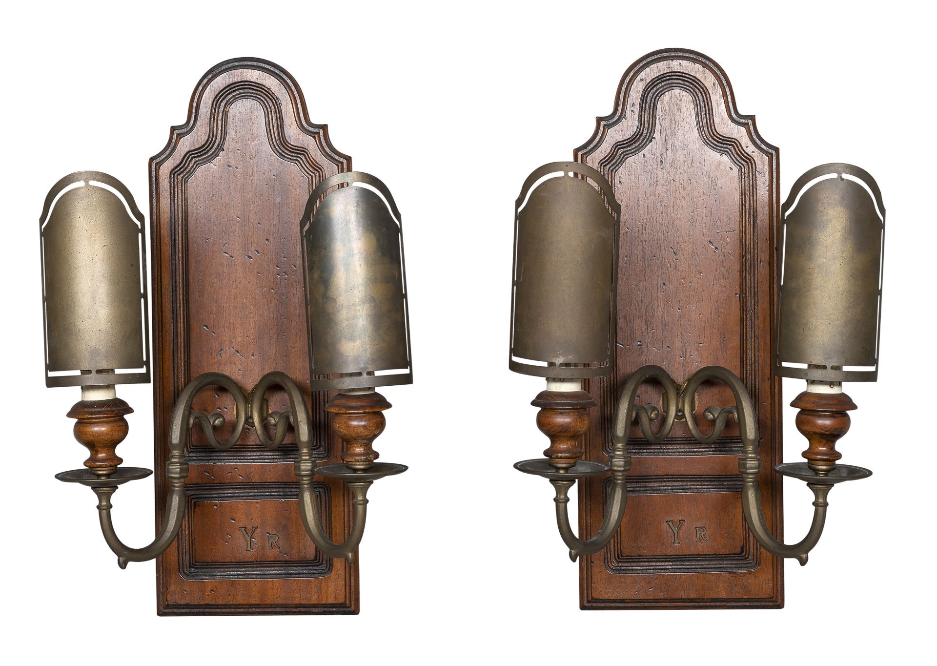 PAIR OF BURNISHED BRONZE WALL LAMPS 20TH CENTURY