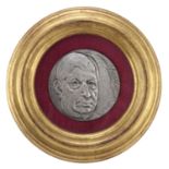 SILVER-PLATED BAS-RELIEF PORTRAIT OF DE CHIRICO 20TH CENTURY