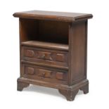 WALNUT STAINED WOOD BEDSIDE TABLE EARLY 20TH CENTURY