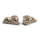 PAIR OF ROMAN STYLE SCULPTURES IN MARBLE DUST EARLY 20TH CENTURY