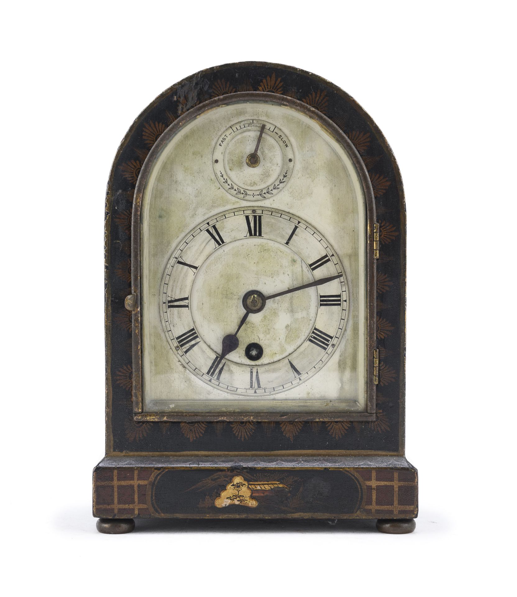 SMALL LACQUERED TABLE CLOCK ENGLAND END OF THE 19TH CENTURY