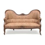 SMALL MAHOGANY SOFA PROBABLY 19TH CENTURY GENOA