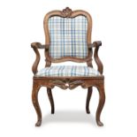 BEAUTIFUL WALNUT ARMCHAIR VENETO 18TH CENTURY