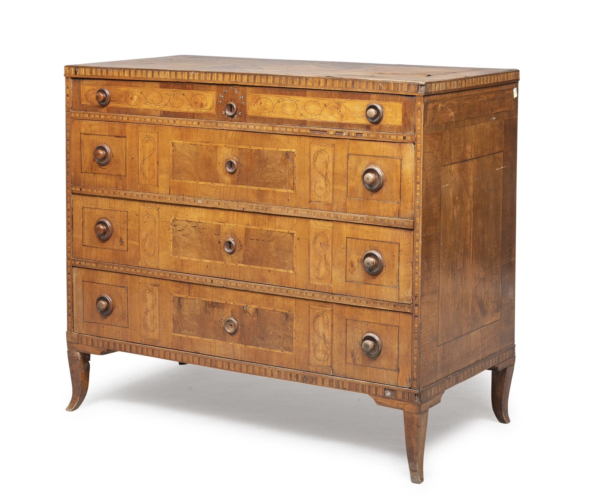 CHERRY AND WALNUT COMMODE EMILIA END OF THE 18TH CENTURY