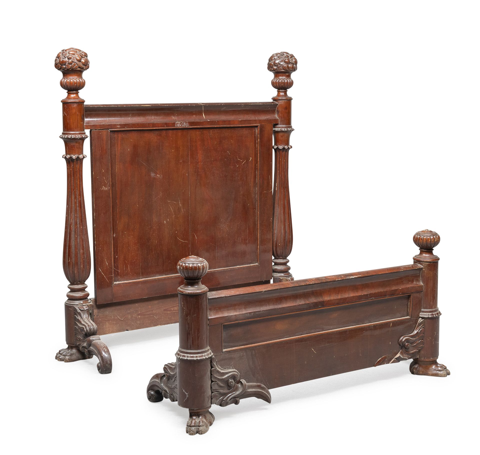 REMAINS OF MAHOGANY BED GENOA EARLY 19TH CENTURY