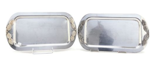 PAIR OF SILVER-PLATED TRAYS CALLEGARO END OF THE 20TH CENTURY