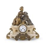 BRONZE AND MARBLE CLOCK 19TH CENTURY