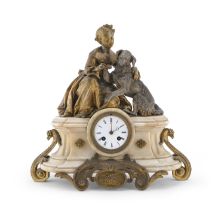 BRONZE AND MARBLE CLOCK 19TH CENTURY