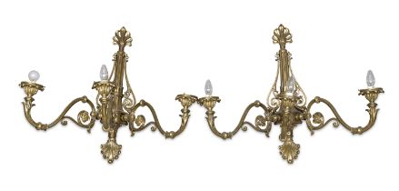 PAIR OF GILT BRONZE WALL LAMPS LATE 19TH CENTURY