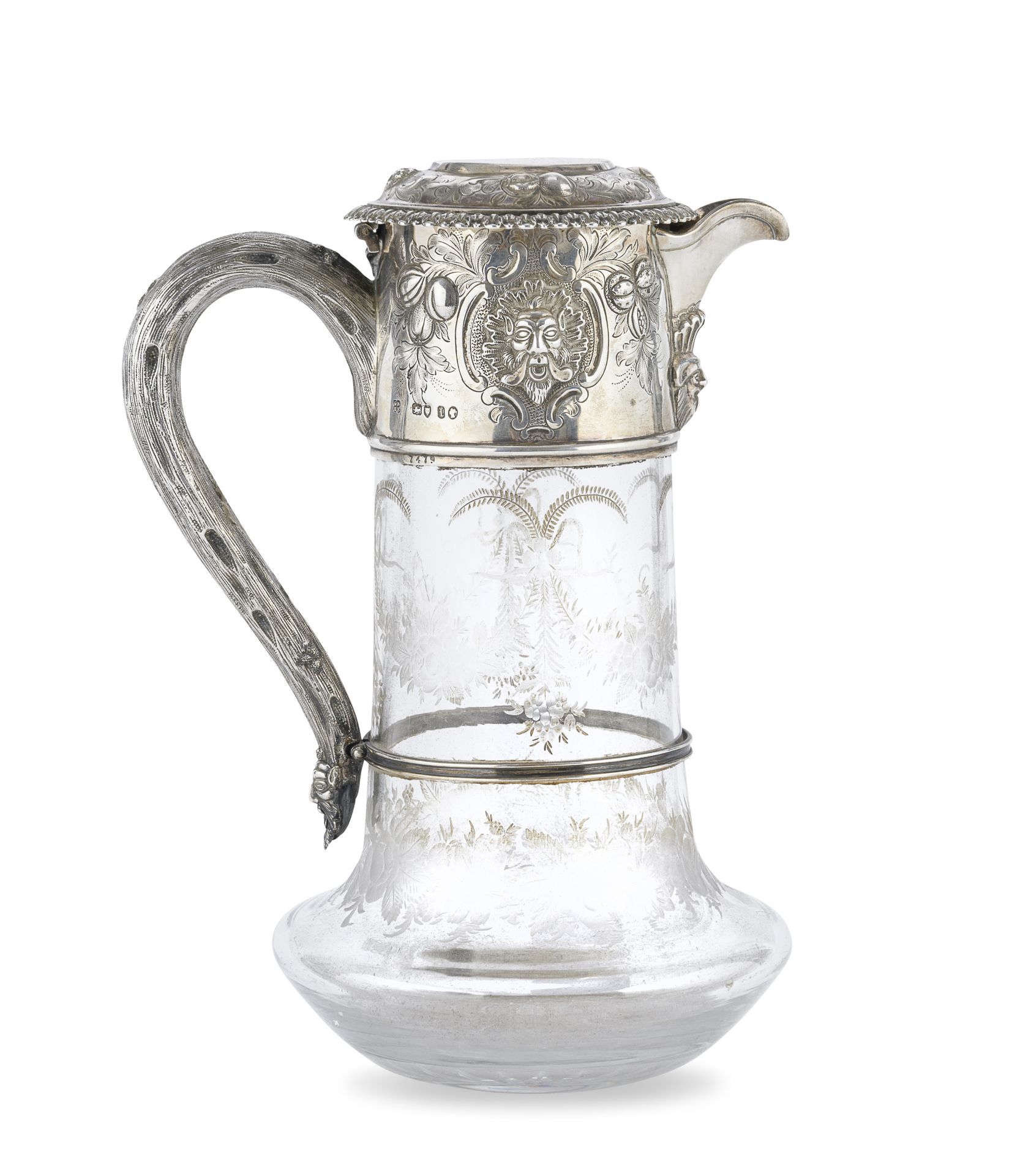 GLASS AND SILVER TROPHY JUG LONDON 1864