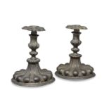 PAIR OF SILVER-PLATED CANDLESTICKS 17TH CENTURY