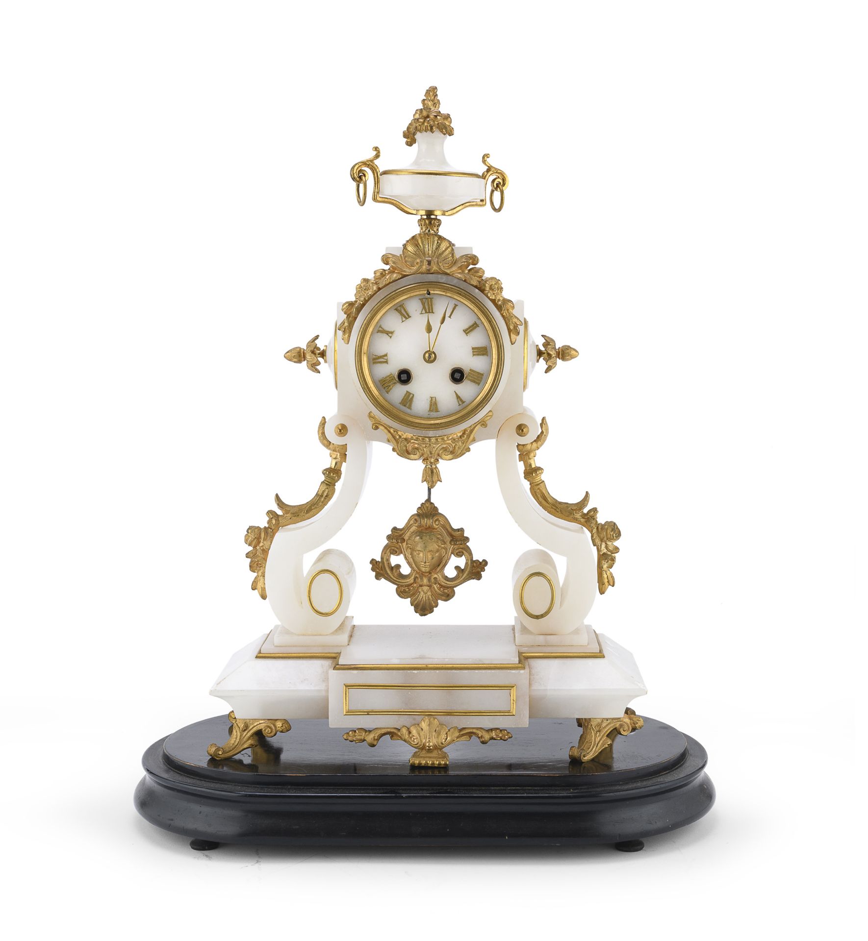 ALABASTER TABLE CLOCK 19TH CENTURY