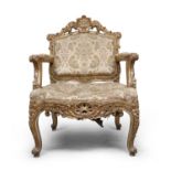 GILTWOOD ARMCHAIR PROBABLY FRANCE 19TH CENTURY