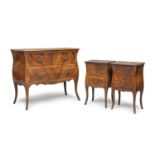 DRESSER AND PAIR OF BEDSIDE TABLES CENTRAL ITALY 19TH CENTURY