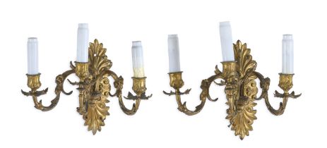 PAIR OF BRONZE WALL LAMPS 19TH CENTURY