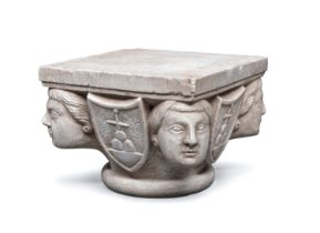 CAPITAL IN WHITE MARBLE TUSCANY MEDIEVAL PERIOD