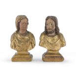 PAIR OF SMALL GILTWOOD BUSTS 18TH CENTURY