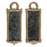 PAIR OF SMALL GILTWOOD MIRRORS CENTRAL ITALY 18TH CENTURY