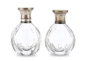 PAIR OF GLASS AND SILVER PERFUME BOTTLES MILANO 1970s