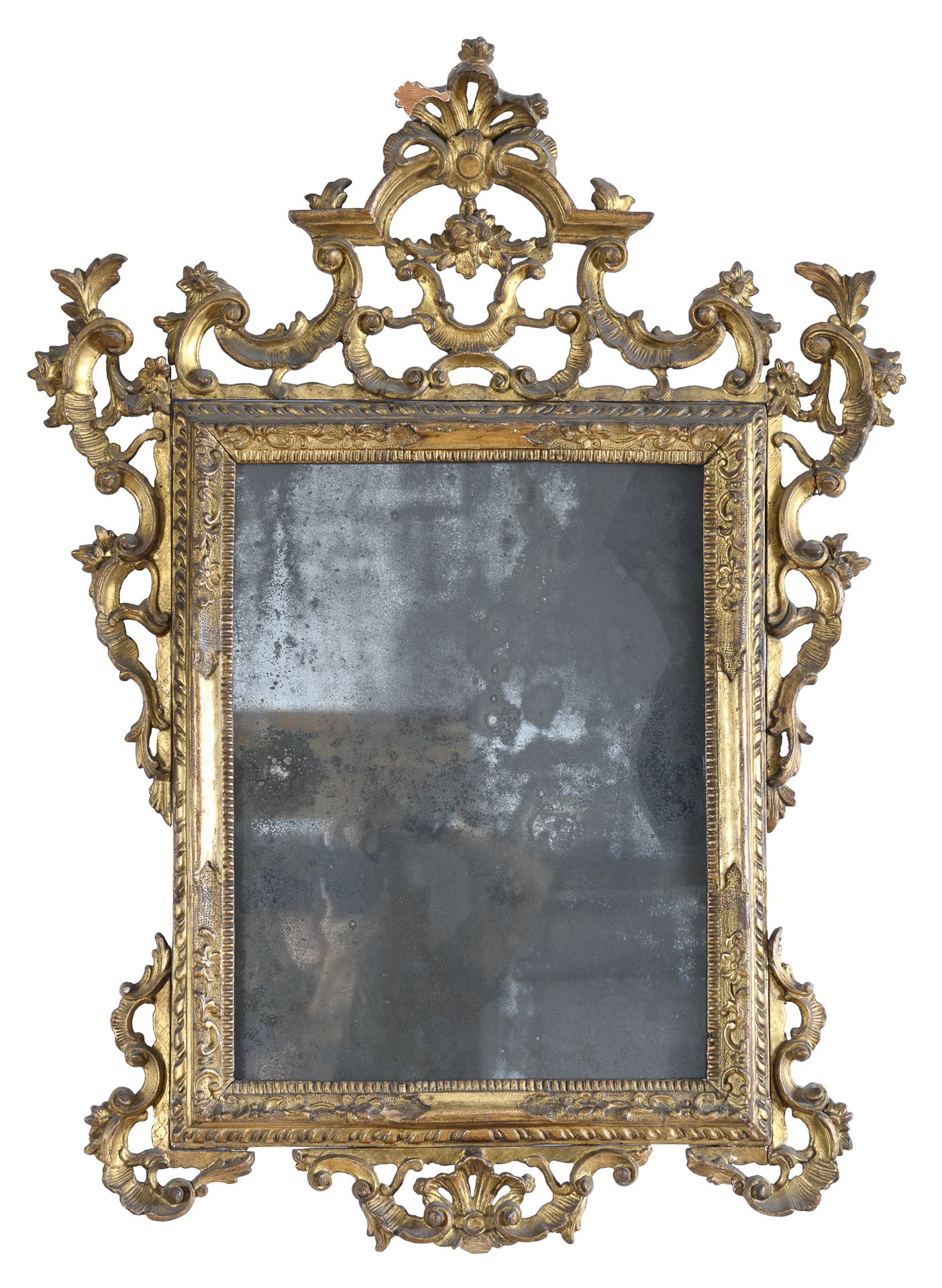 SMALL GILTWOOD MIRROR PROBABLY VENICE 18TH CENTURY