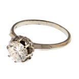 WHITE GOLD SOLITAIRE RING WITH DIAMOND