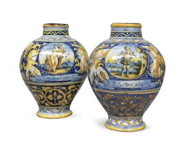 PAIR OF MAJOLICA VASES CANTAGALLI 19TH CENTURY