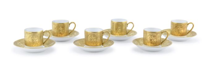 SIX PORCELAIN CUPS AND SAUCER BAVARIA 20TH CENTURY