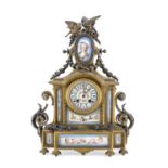 BRONZE AND PORCELAIN CLOCK 19TH CENTURY