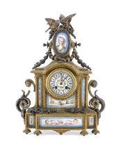 BRONZE AND PORCELAIN CLOCK 19TH CENTURY