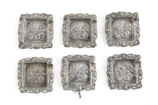 SIX SILVER ASHTRAYS ITALY 20TH CENTURY