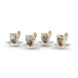 FOUR PORCELAIN CUPS WITH SAUCER EARLY 19TH CENTURY
