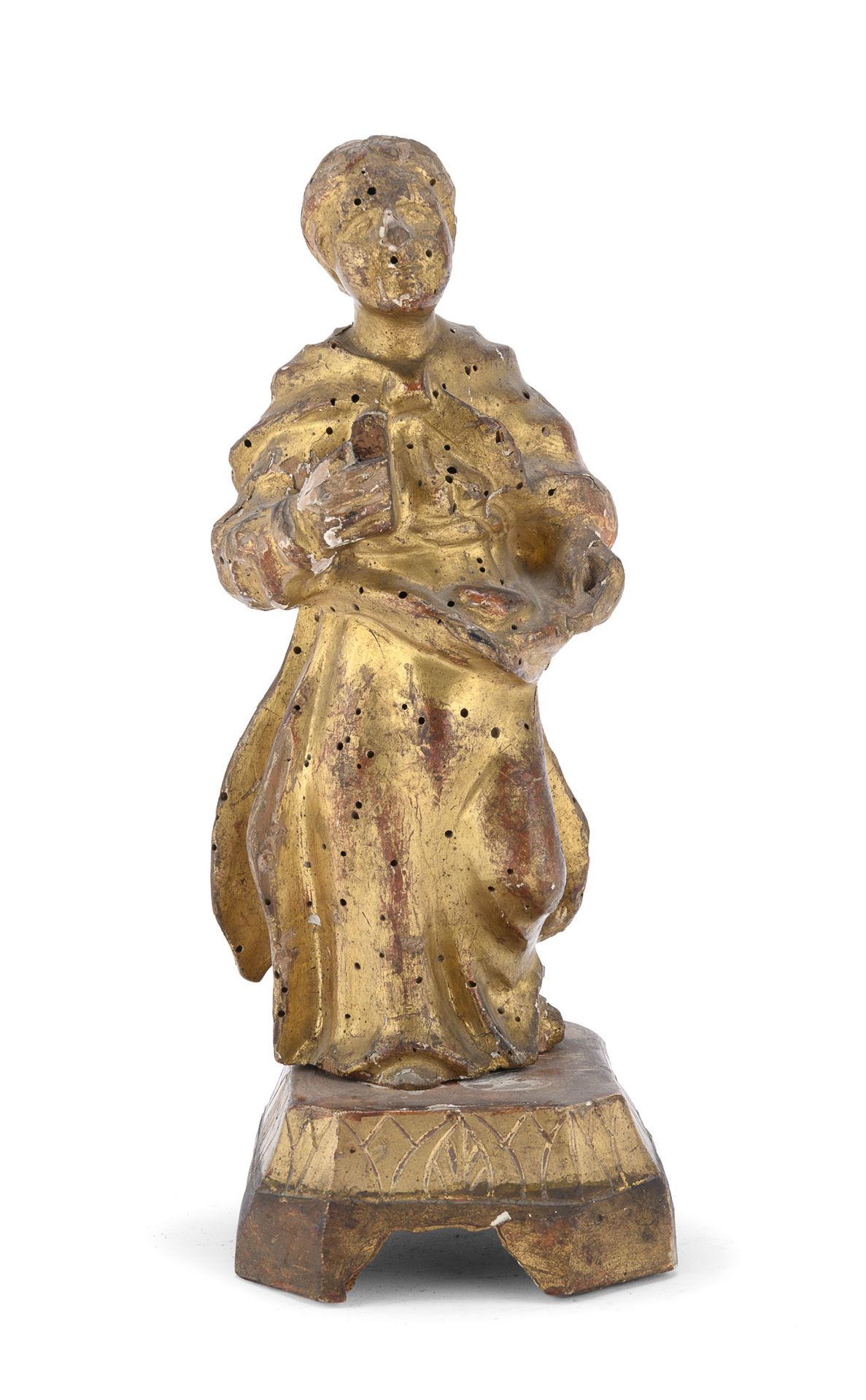 WOOD SCULPTURE OF A SAINT PROBABLY NAPLES 18TH CENTURY