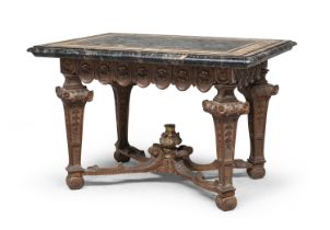 TABLE WITH INLAID MARBLE TOP 17TH-19TH CENTURY