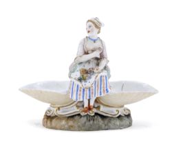 PORCELAIN SALT CELLAR PROBABLY MEISSEN LATE 18TH CENTURY