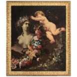 OIL PAINTING BY ABRAHAM BRUEGHEL AND GUILLAUME COURTOIS att. to