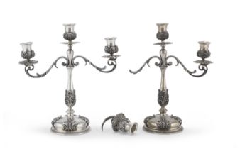PAIR OF SILVER CANDELABRA MILAN EARLY 20TH CENTURY