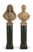 PAIR OF TERRACOTTA BUSTS WITH COLUMNS END OF THE 18TH CENTURY