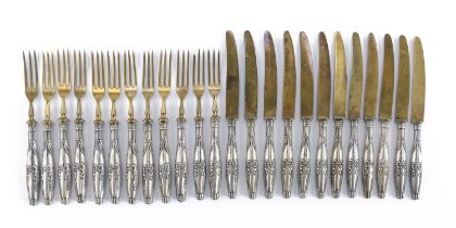 SILVER FRUIT CUTLERY SET GERMANY MID 19TH CENTURY