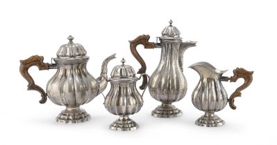 SILVER TEA AND COFFEE SET TREVISO approx. 1960.