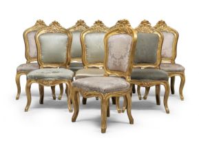 EIGHT GILTWOOD CHAIRS NAPLES 18TH CENTURY