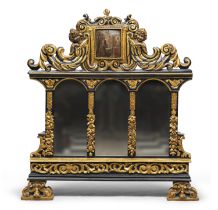 BIG MIRROR WITH PAINTING PROBABLY 18TH CENTURY NAPLES