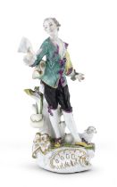 PORCELAIN SCULPTURE OF A SINGER PROBABLY MEISSEN 18TH CENTURY