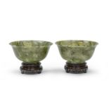 A PAIR OF CHINESE HARD STONE BOWLS 20TH CENTURY.