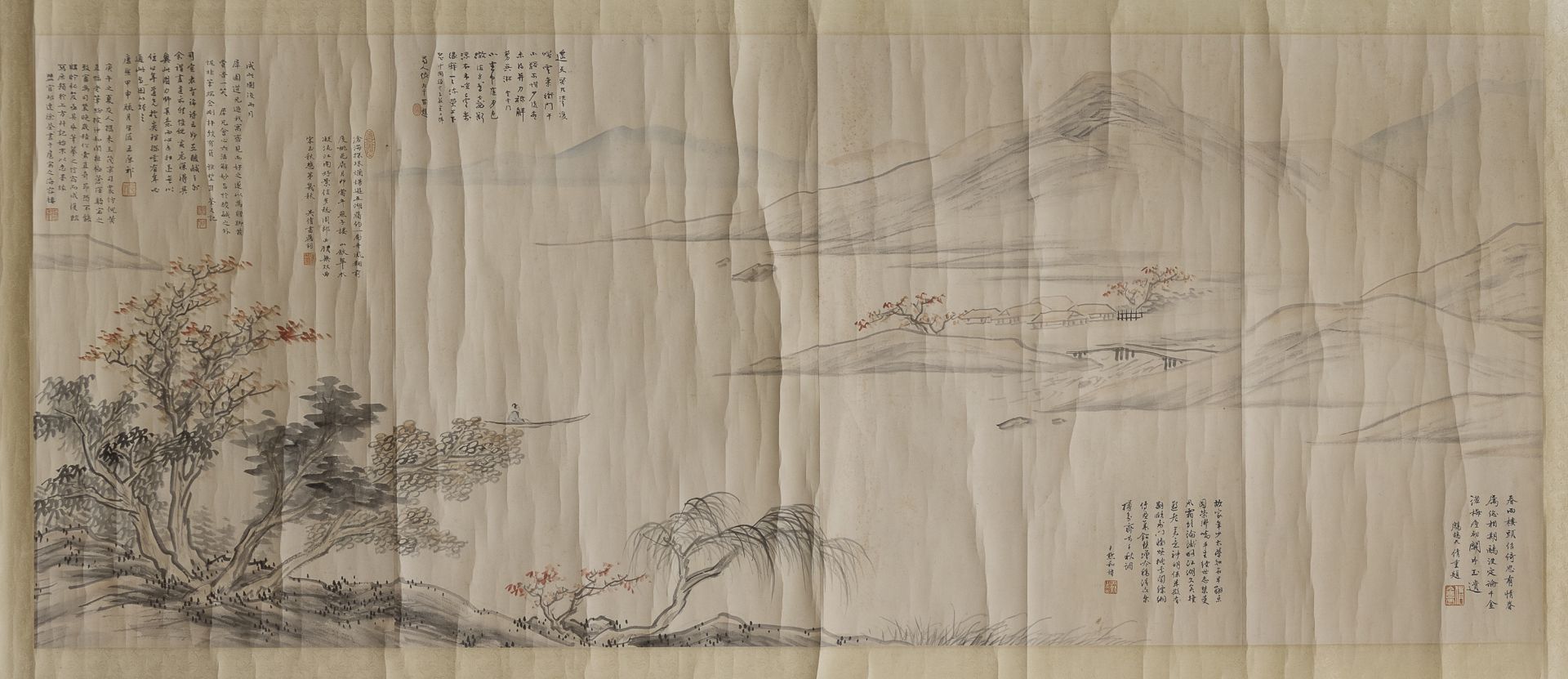 A CHINESE MIXED MEDIA LANDSCAPE ON PAPER 20TH CENTURY.