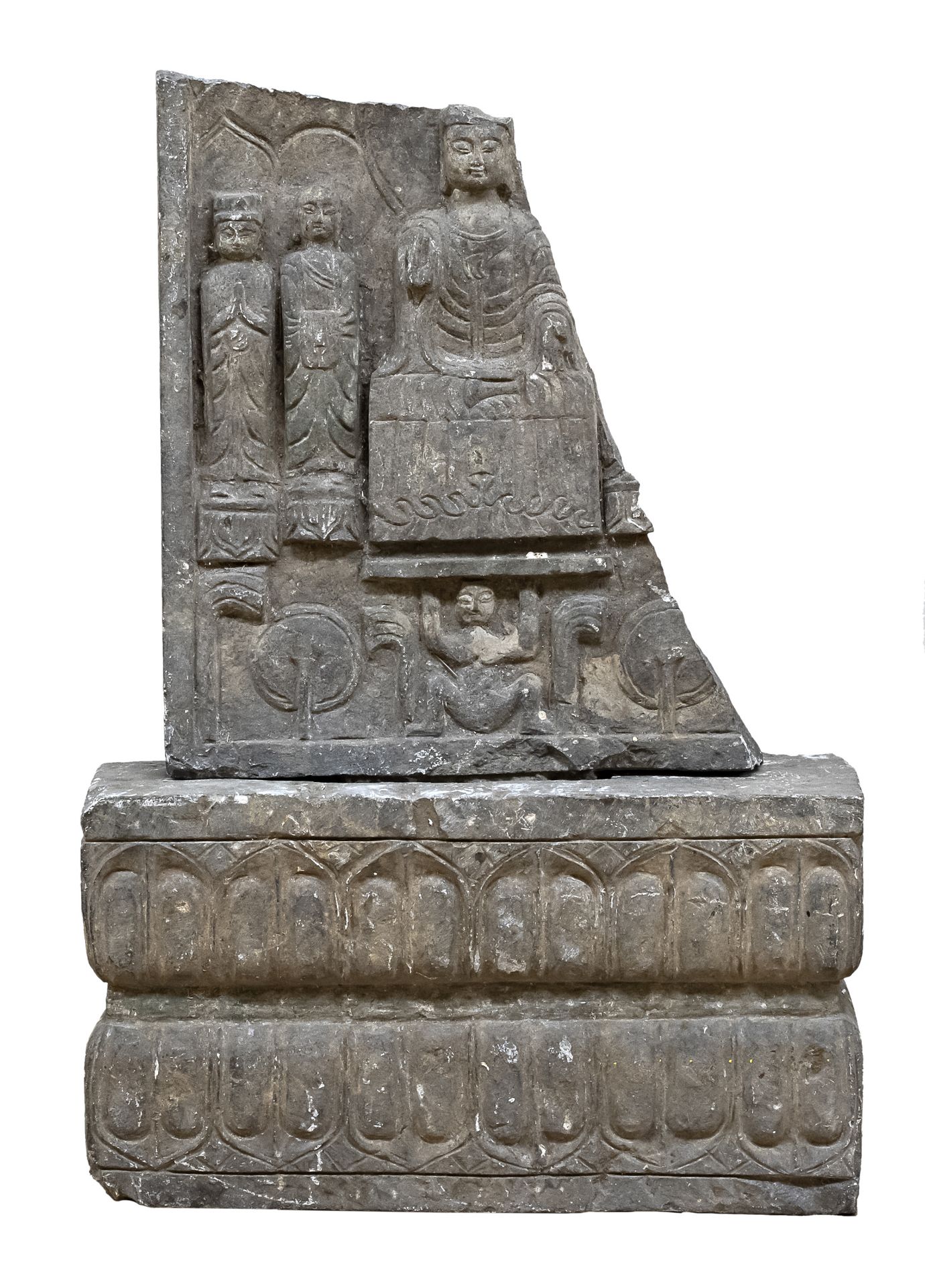 A CHINESE STONE STELE 17TH CENTURY. MISSING PART.